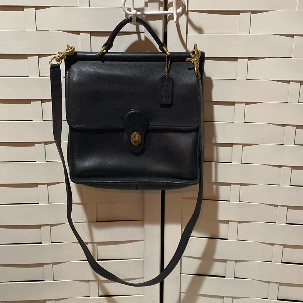 Vintage Coach Willis Bag #9927 Black Leather Crossbody/Top Handle